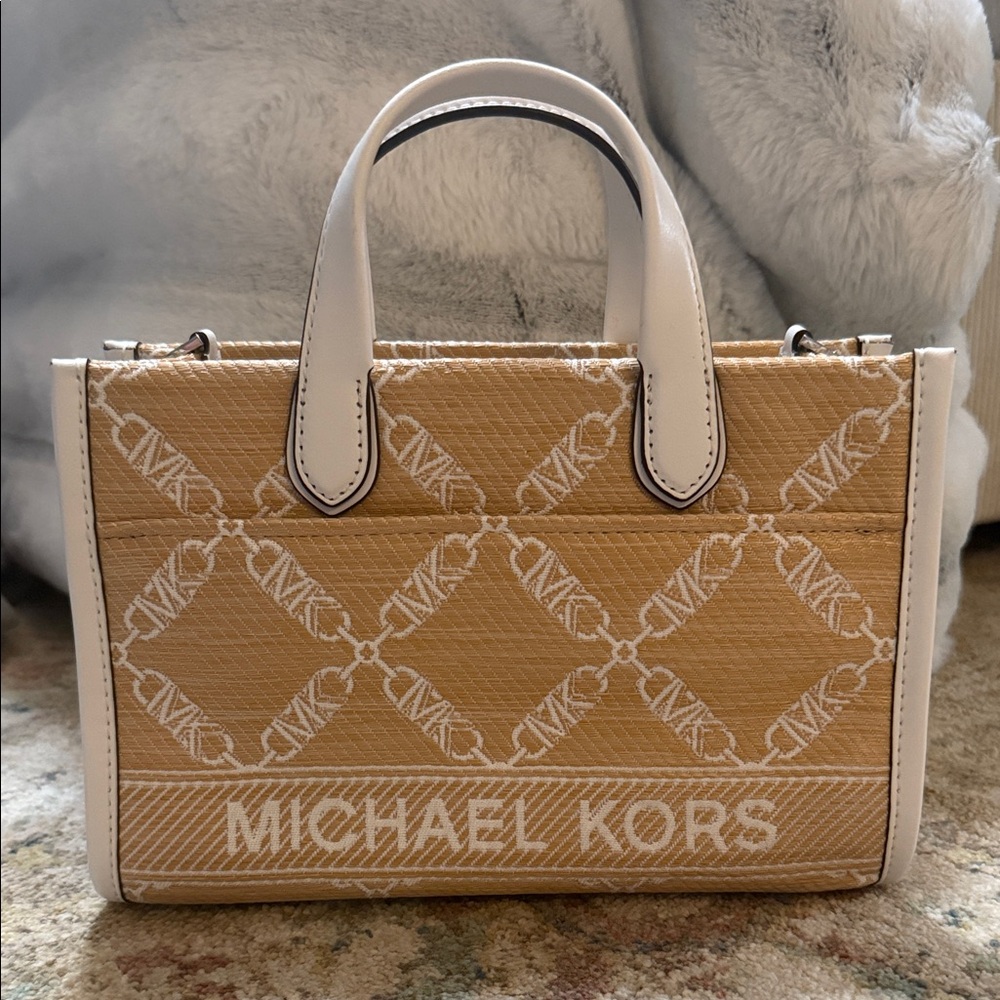Michael Kors Tan and White Mini Bag
